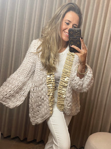 Ecru knit cardigan