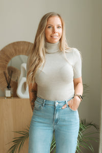 Taupe turtleneck top