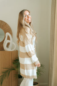 Striped cardigan ecru gold