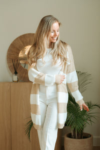 Striped cardigan ecru gold