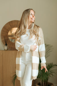 Striped cardigan ecru gold