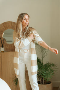 Striped cardigan ecru gold