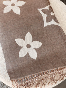 Brown/beige print scarf